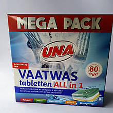 Таблетки для посуду Una all in 1 /80шт