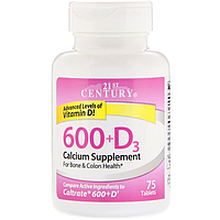 Кальцій 600+D3 Calcium Supplement 21st Century 75 таблеток