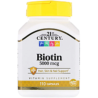 Біотин Biotin 5000 мкг 21st Century 110 капсул
