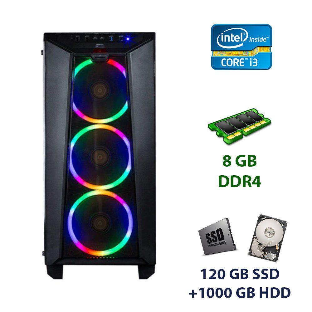 Frontier Raider Tower / Intel Core i3-9100F (4 ядра по 3.6 - 4.2 GHz) / 8 GB DDR4 / 120 GB SSD+1000 GB HDD /