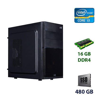 Aerocool CS-105 Tower / Intel Core i3-9100F (4 ядра по 3.6 - 4.2 GHz) / 16 GB DDR4 / 480 GB SSD / nVidia, фото 1