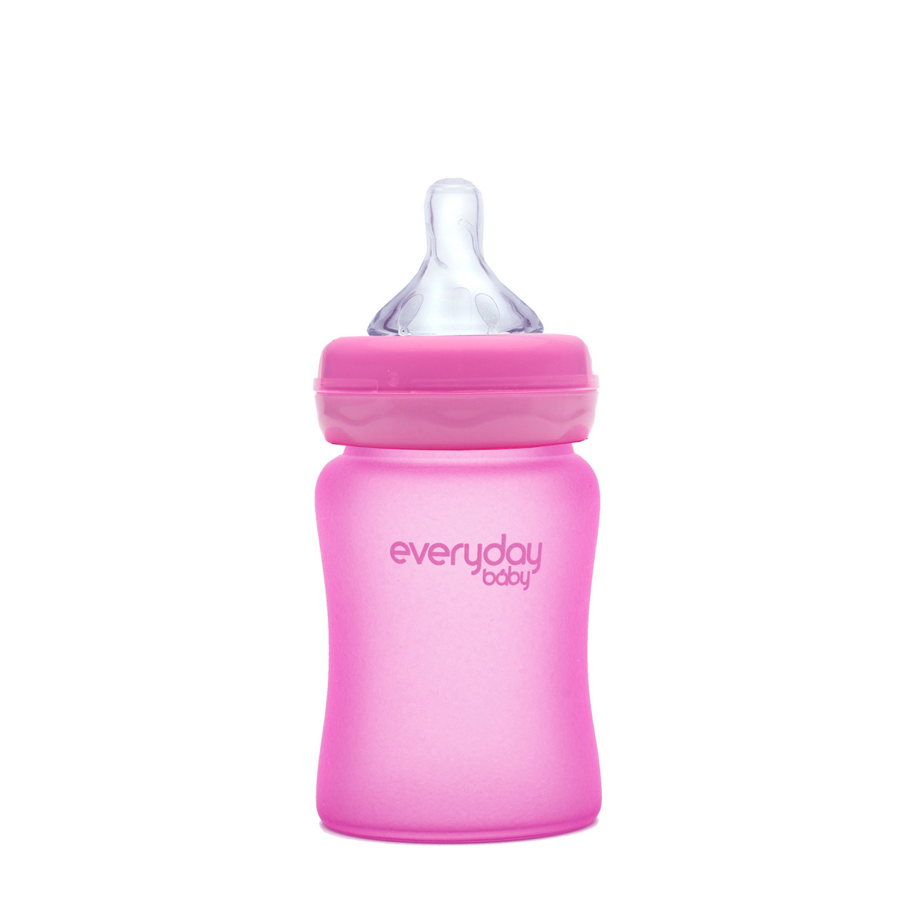 Скляна термочутлива дитяча пляшечка Everyday Baby 150 мл Колір малиновий