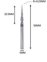 Фреза конусная для ЧПУ R0,25-D4-L50-l20,5