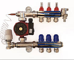 Колекторна група (гребінка) 1"х 3 виходи з насосом