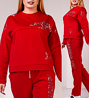 Турецький брендовий батальний гламурний спортивний костюм жіночий No 8880 червоний