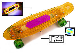 Пенні борд "Fish Skateboard Original" Музична і світиться дека! Помаранчевий