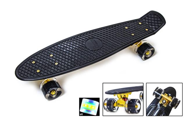 ++ПОДАРОК! Пенни борд PENNY BOARD BLACK. LOGO. ЗОЛОТАЯ ПОДВЕСКА! СВЕТЯЩИЕСЯ ЧЕРНЫЕ КОЛЕСА (Пенни борд) ++ПОДАРОК! Пенни борд PENNY BOARD BLACK. LOGO. ЗОЛОТАЯ ПОДВЕСКА! СВЕТЯЩИЕСЯ ЧЕРНЫЕ КОЛЕСА (Пенни борд)