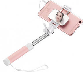 Монопод для селфи провідний 3.5 мм селфи палиця для телефона з дзеркалом HOCO magic K2 Рожевий