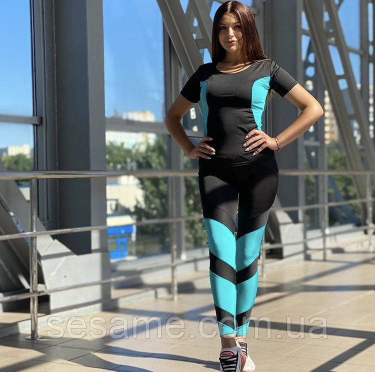 Тренувальний костюм для фітнесу лосини та топ, фото 1
