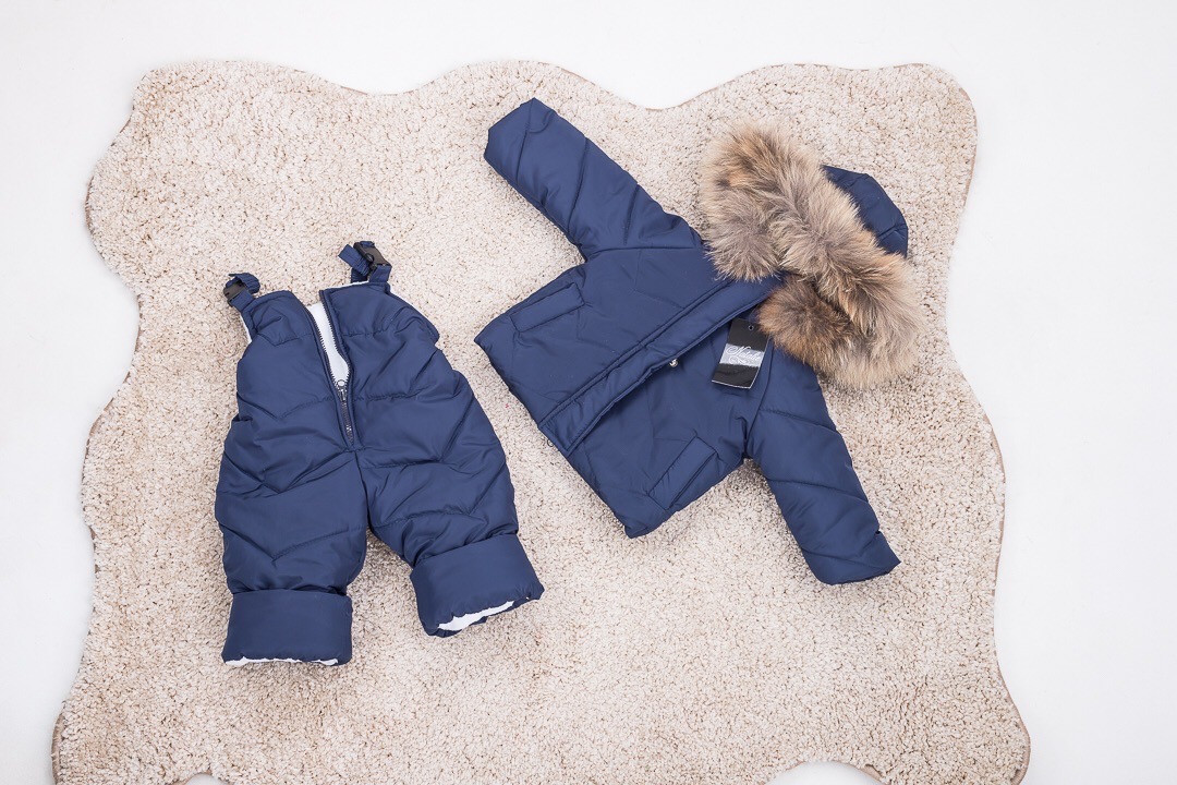 Зимний детский теплый костюм от 1 года размеры (80-86, 86-92, 92-98, 98-104) курточка и штанишки - мех енота