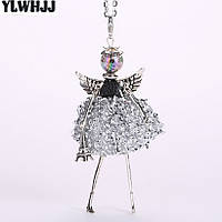 Кулон "Куколка" з крильцями на довгому ланцюжку спідничка срібна