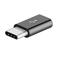 Переходник адаптер с USB Type-C 3.1 на micro USB Черный