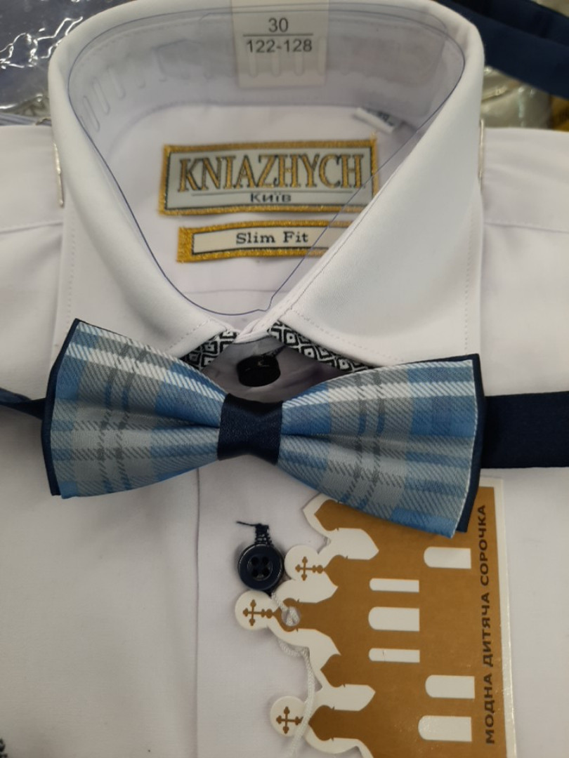 Краватка метелик дитяча G-Faricetti  блакитна клітинка 35, фото 1