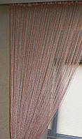 Декоративные шторы-нити (кисея) с люрексом, 3х3 м., персиково-белые