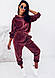 Жіночий модний костюм з оксамиту з капюшоном, фото 5