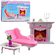 Мебель для кукол Gloria "Гостинная", камин, столик, 2618 , в коробке