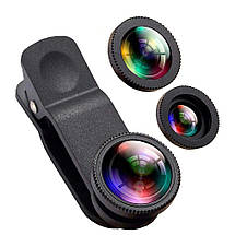 Універсальні лінзи для телефону (об'єктиви) 3 в 1 - FishEye, Super Wide, Macro Lens, фото 2
