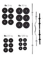 Штанга + гантелі набір 128 кг,  для тренувань із штангами WCG