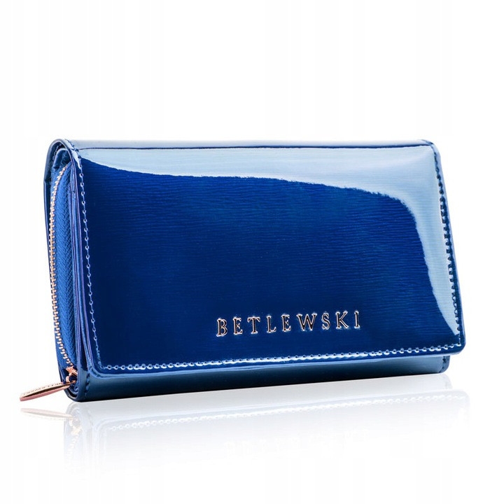Жіночий шкіряний гаманець Betlewski з RFID 16 х 10,5 х 4 (BPD-BS-513) - синій