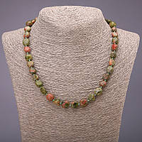 Намисто з натурального каменю Геліотроп галтовка d-8х10(+-)мм L-48см купити біжутерію дешево оптом в інтернеті