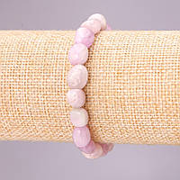 Браслет з натурального каменю Кунцит на резинці галутвання d-8х10(+-)мм L- 18см купити біжутерію дешево оптом в інтернеті