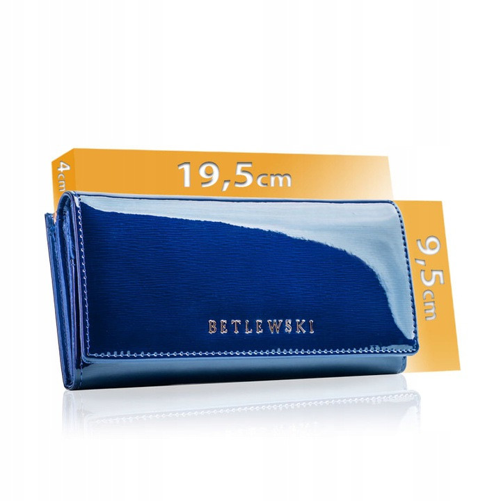 Жіночий шкіряний гаманець Betlewski з RFID 19,5 х 9,5 х 4 (BPD-BS-72031) - синій
