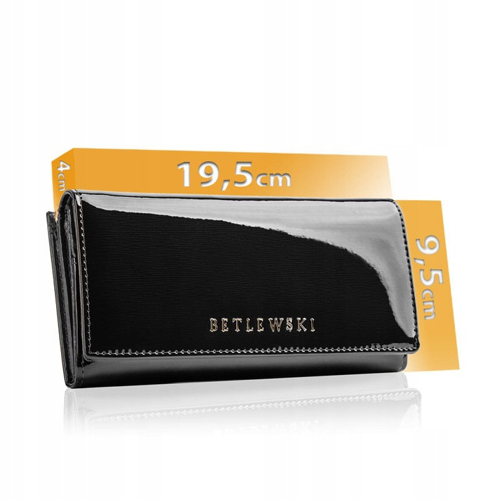 Жіночий шкіряний гаманець Betlewski з RFID 19,5 х 9,5 х 4 (BPD-BS-72031) - чорний