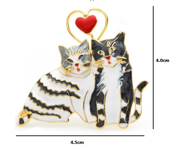 Броша брошка емаль закохані кішки серце подарунок на Валентина