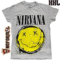 Серая футболка Nirvana smile, меланжевая, Размер XXL