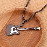 Чоловічий кулон ланцюжок гітара прикрашання біжутерія чорний Fender Stratocaster, фото 2