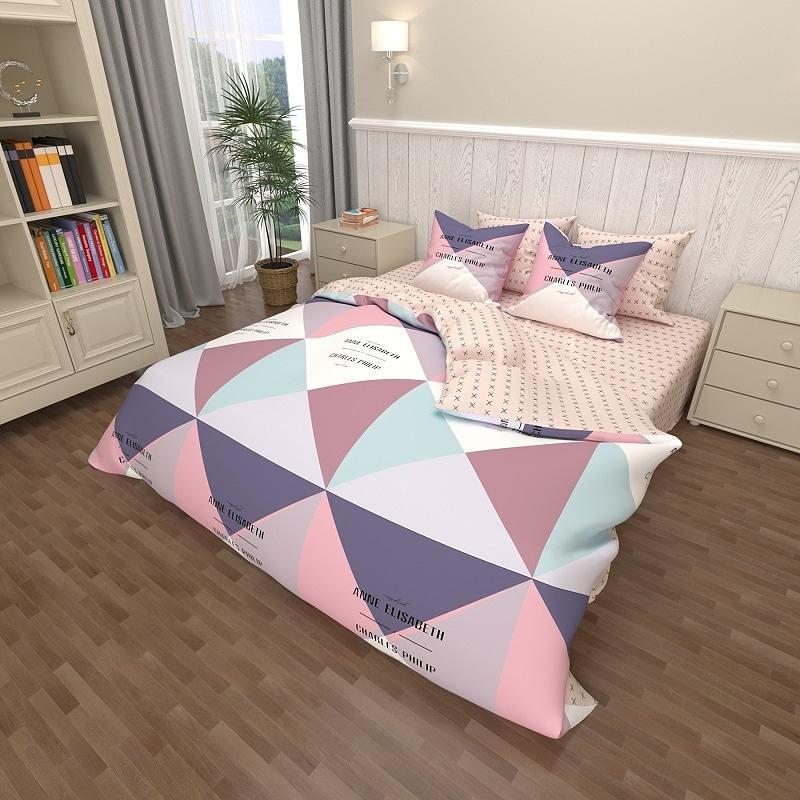 Постільна білизна Королева Ночі (Ранфорс) | Двоспальний комплект | 50х70 | Різнокольорові трикутники, фото 1