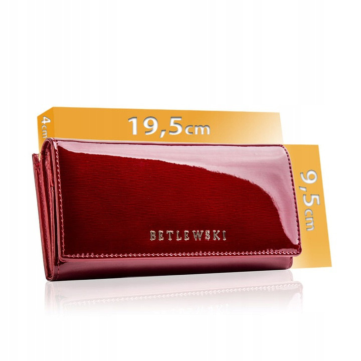 Жіночий шкіряний гаманець Betlewski з RFID 19,5 х 9,5 х 4 (BPD-BS-72031) - червоний, фото 1