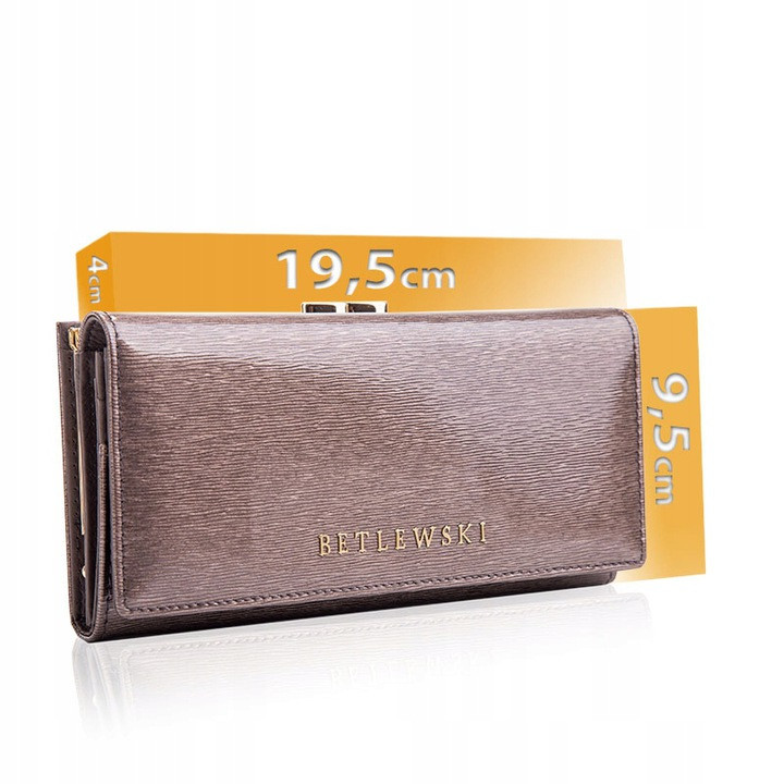 Жіночий шкіряний гаманець Betlewski з RFID 19,5 х 9,5 х 4 (BPD-BS-72031) - сірий