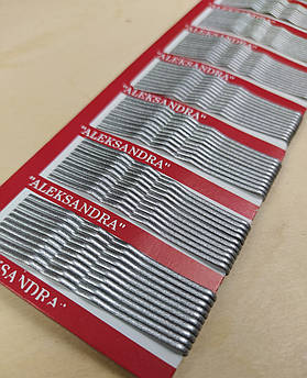 Aleksandra – шпилька-невидимка для волосся, 55 мм, срібляста, сталева, рівний край, 100 шт, класичний аксесуар для зачісок