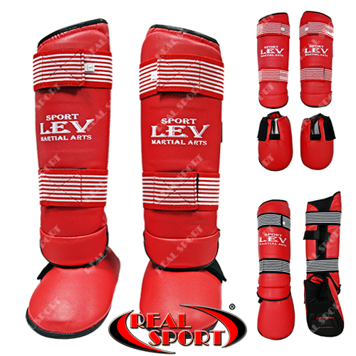 Захист гомілки та стопи для єдиноборств Lev Sport LV-0421, червона