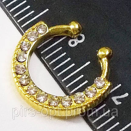 Сережки для імітації пірсингу носа під золото з кристалами., фото 2