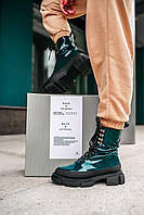 Ботинки темно-зеленые женские BOTH Gao High Boots Dark Green. Стильные боты Боз Гао демисезонные для девушек