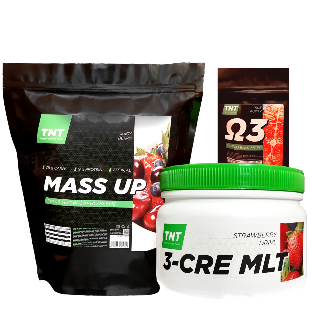 Масс-НаборГейнер Комплекс! 2,5 кг Гейнер TNT Польща (Ягода) + Креатин + Кардіопротектор у Подарунок!