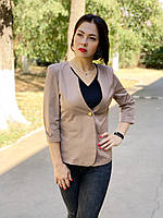 Піджак жіночий укорочений рукав, кава, арт 18