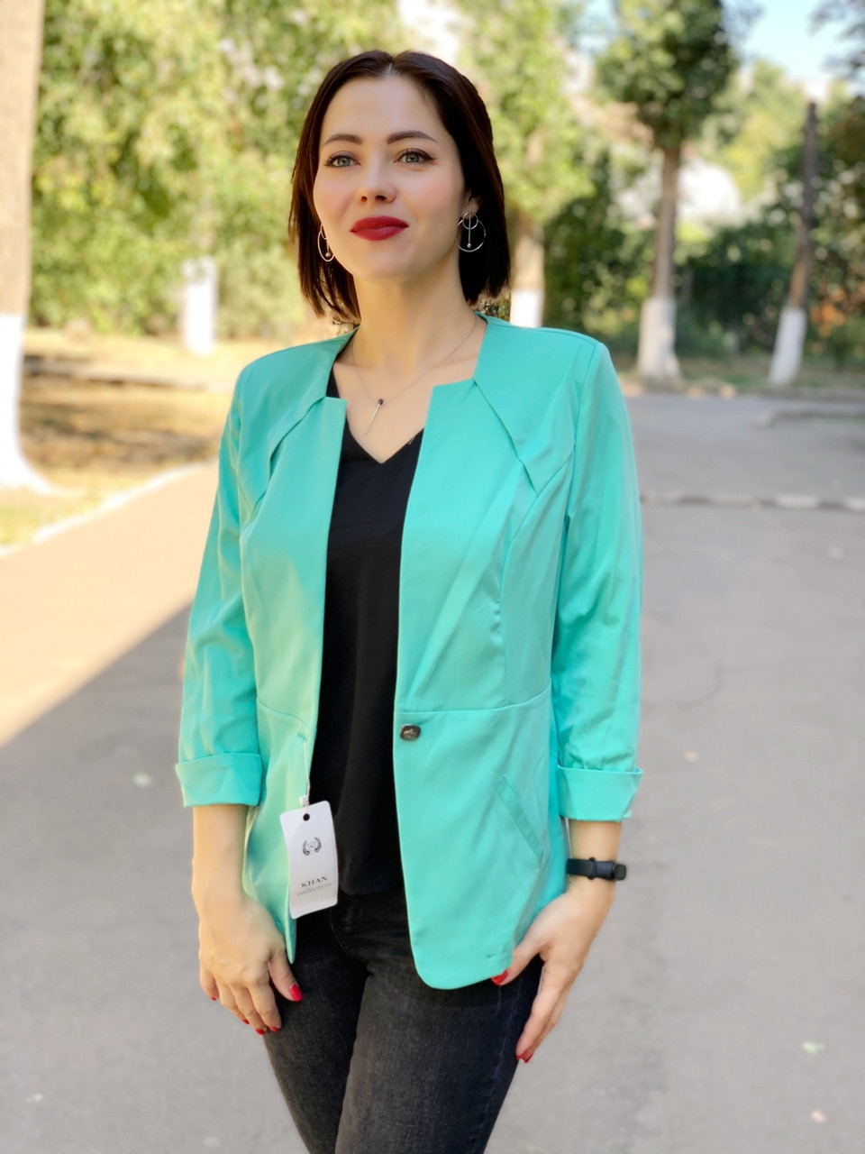Женский жакет, бірюза арт 13