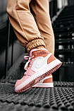 Кросівки жіночі Nike Air JORDAN 1 PINK найк аїр джердан рожеві високі демісезон, фото 2