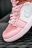 Кросівки жіночі Nike Air JORDAN 1 PINK найк аїр джердан рожеві високі демісезон, фото 4