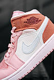 Кросівки жіночі Nike Air JORDAN 1 PINK найк аїр джердан рожеві високі демісезон, фото 5