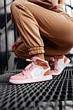 Кросівки жіночі Nike Air JORDAN 1 PINK найк аїр джердан рожеві високі демісезон, фото 3