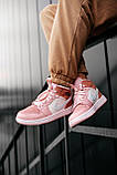 Кросівки жіночі Nike Air JORDAN 1 PINK найк аїр джердан рожеві високі демісезон, фото 6