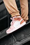Кросівки жіночі Nike Air JORDAN 1 PINK найк аїр джердан рожеві високі демісезон, фото 8