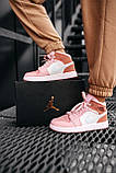 Кросівки жіночі Nike Air JORDAN 1 PINK найк аїр джердан рожеві високі демісезон, фото 9