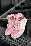 Кросівки жіночі Nike Air JORDAN 1 PINK найк аїр джердан рожеві високі демісезон, фото 7
