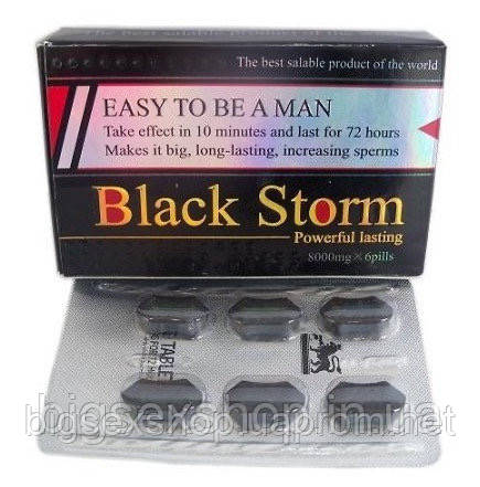Таблетки для потенції Black Storm для поліпшення потенції + пролонгатор