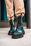 Черевики жіночі Both Gao High Boots зелені з натуральної лакової шкіри осінь весна повсякденні, фото 5